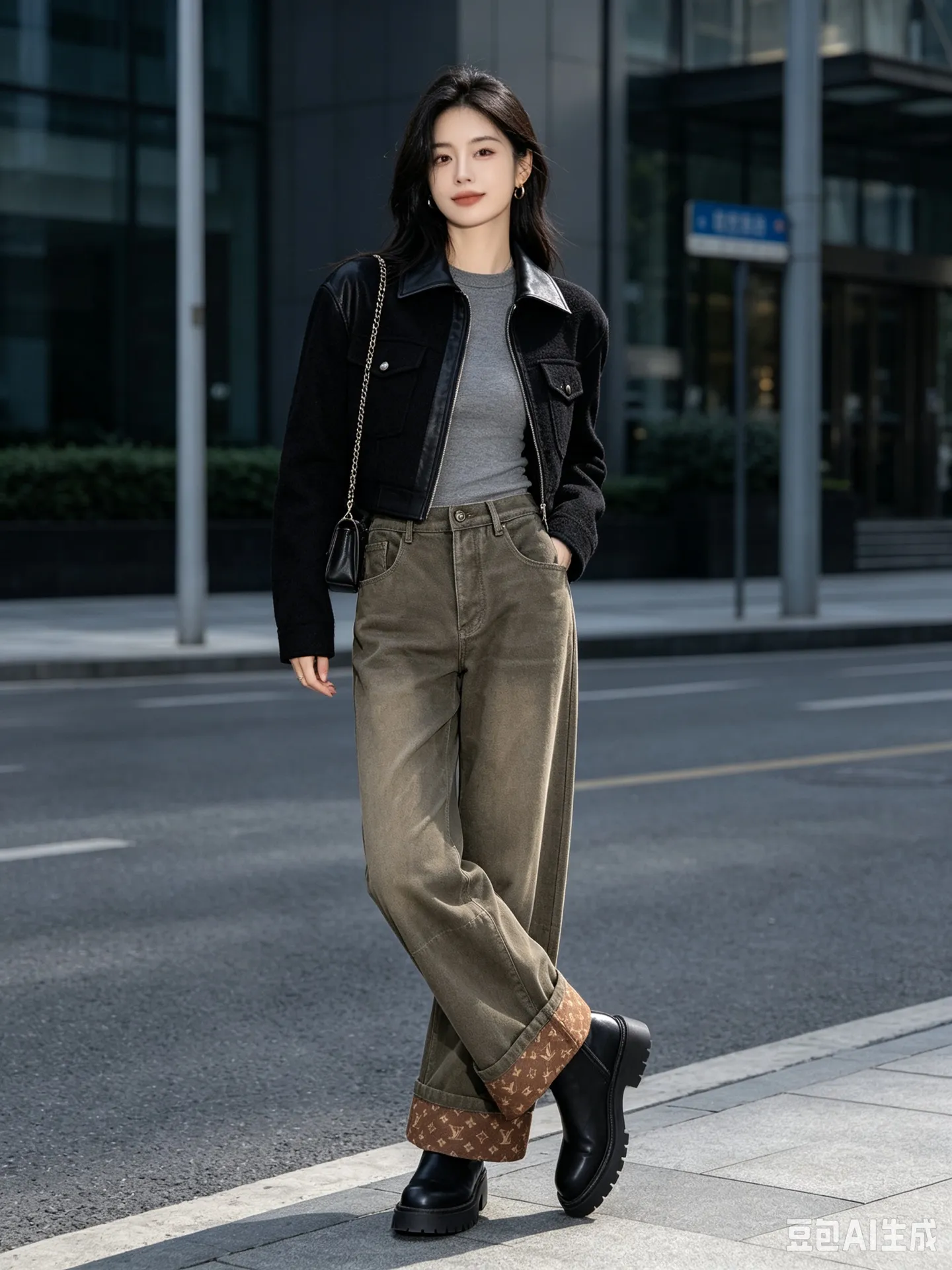 Louis Vuitton/Louis Vuitton trousers turn-down presbyopic jeans